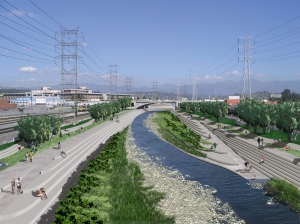 Rendering of a Revitalized Los Angeles River in Downtown L.A. (from the city of L.A.'s LA River Revitalization Master Plan)