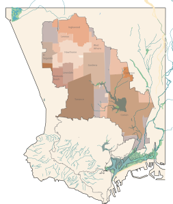 Dominguez watershed with detail from 1896-1902 USGS overlaid.